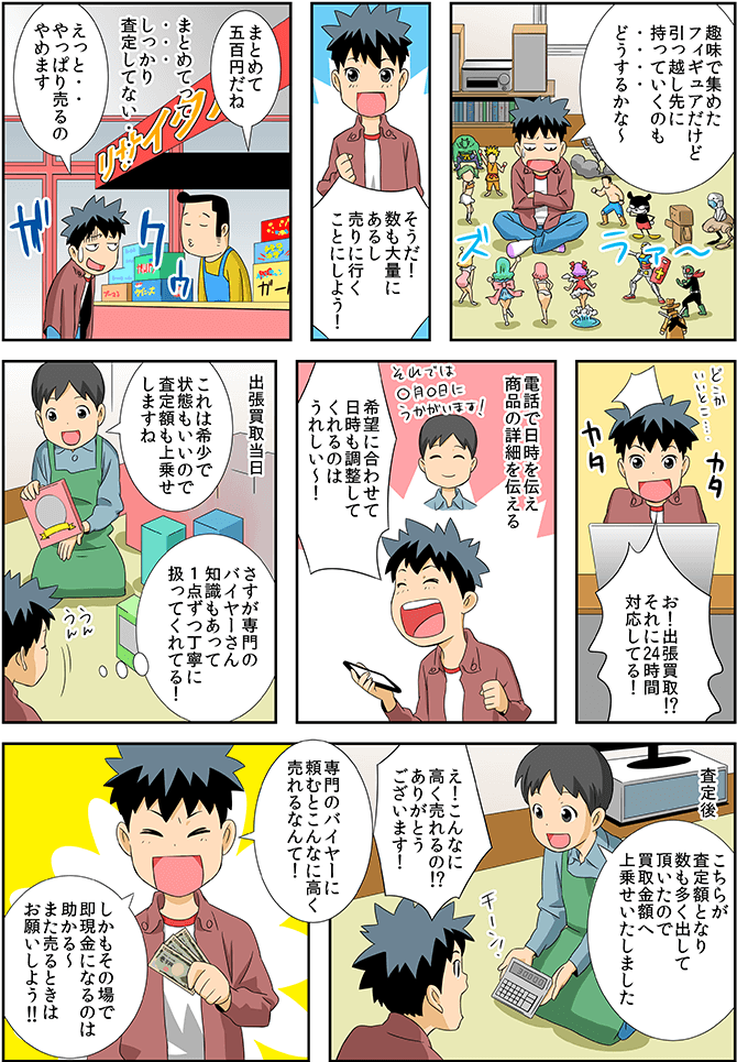 フィギュア買取の流れを漫画で説明